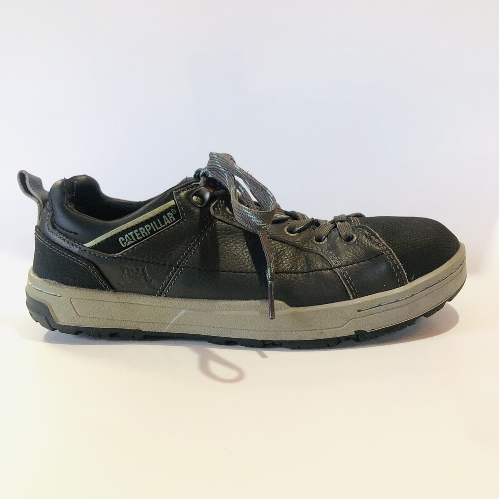 Cat Ergo Steel Toe Work Shoes Women Size 8.5 Gray Black Low Top Sneaker Leather